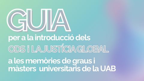 Portada con fondo azul y título: Guia Objectius de desenvolupament Sostenible